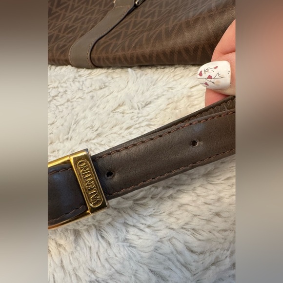 Mario Valentino Vintage Monogram Crossbody Bag – Brown Greige Leather Trim - Picture 16 of 16